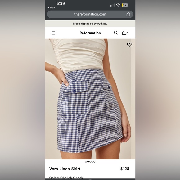 NWOT Reformation Vera Linen Skirt - Picture 5 of 9